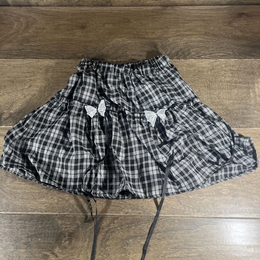 Romwe Skirt Womens S Black/white Plaid  Mini Skirt School Girl